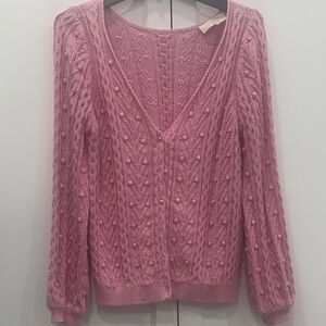 Pink Cable Knit Women's SweaterSezanne